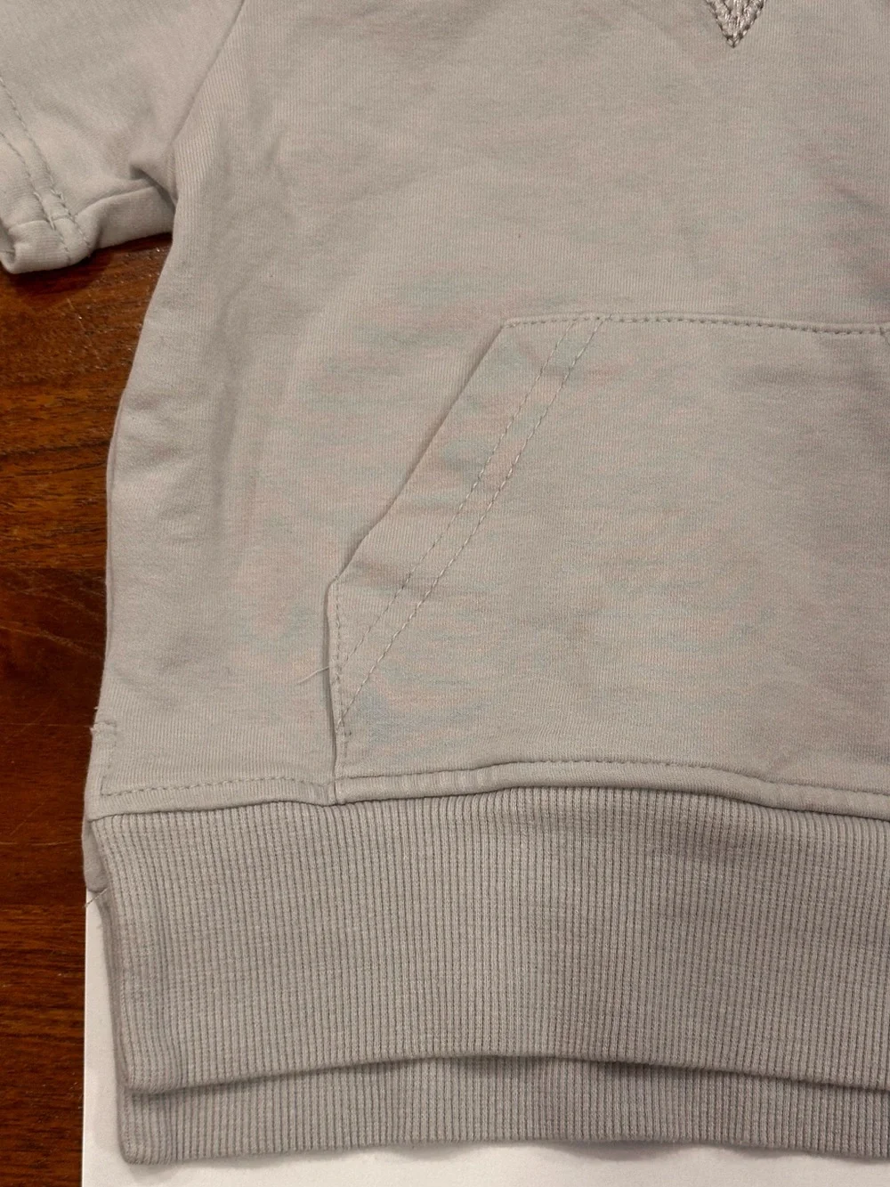EUC Little Bipsy Short Sleeve Hoodie, Frost Gray, 6-12 Months